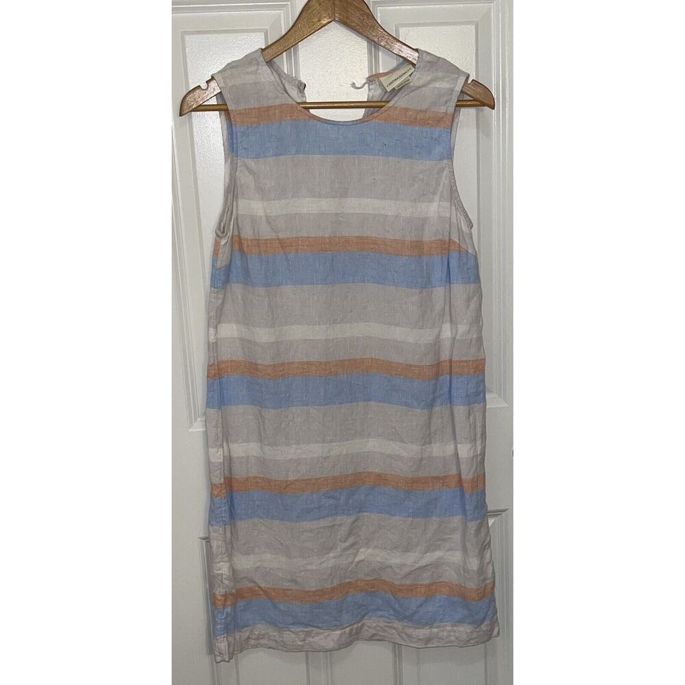 Cynthia Rowley Women's Shift Dress 100% Linen Striped Beach Preppy Size 6